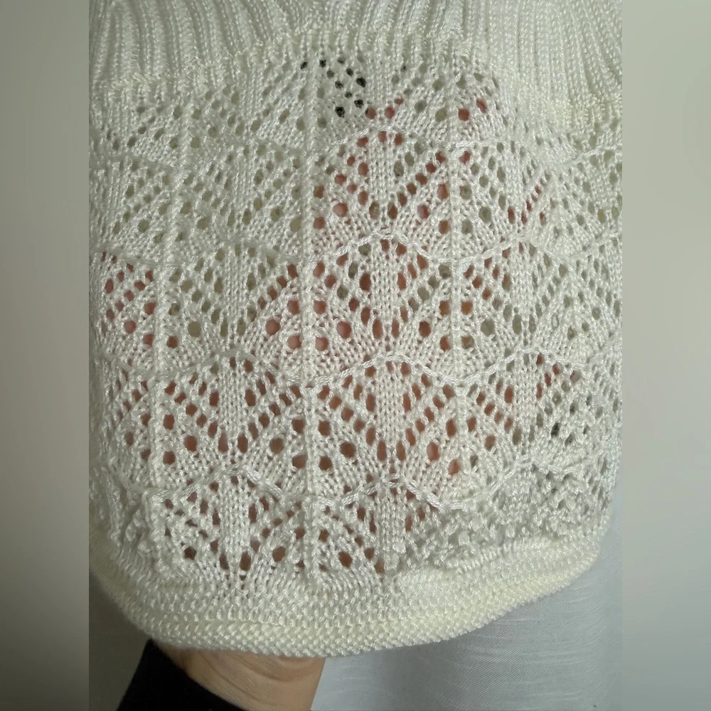 Forever 21 Cream Crochet Knit Crop Tank Top Festival Outfit | NWT Size S - Picture 7 of 11